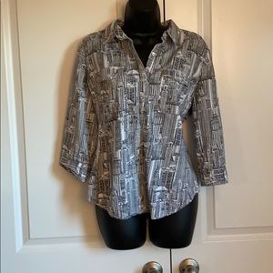 Patterned Half-button Blouse